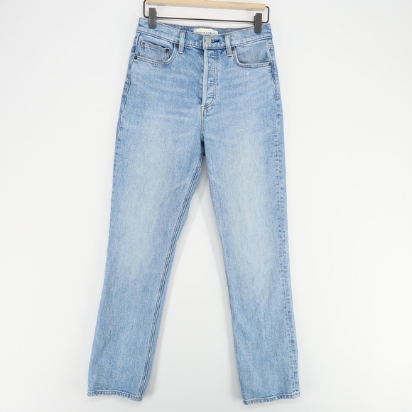 Aritzia Denim Forum Jeans Womens 28 Blue Arlo High Rise Straight Button Fly - Picture 1 of 12